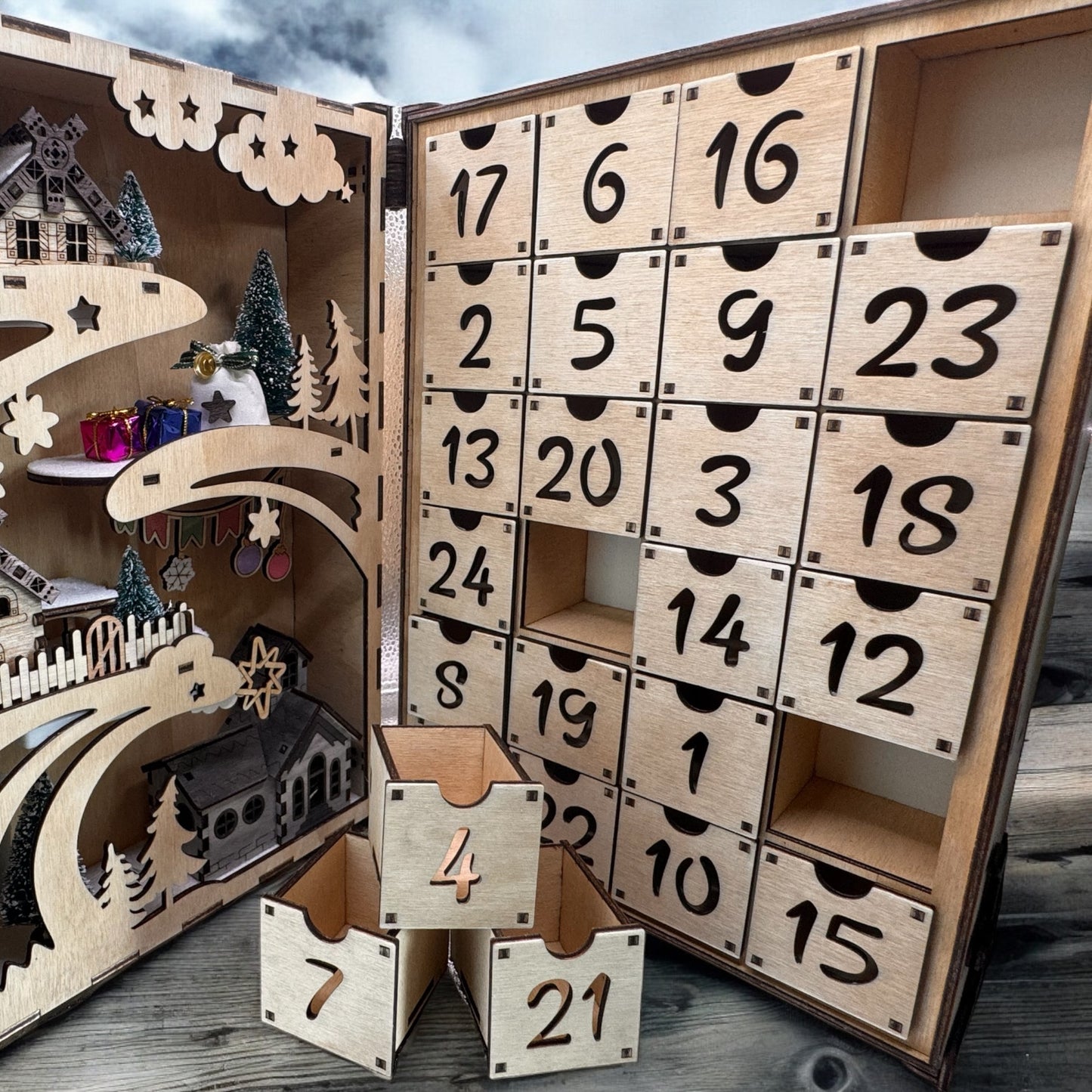 Wooden Christmas Advent Book