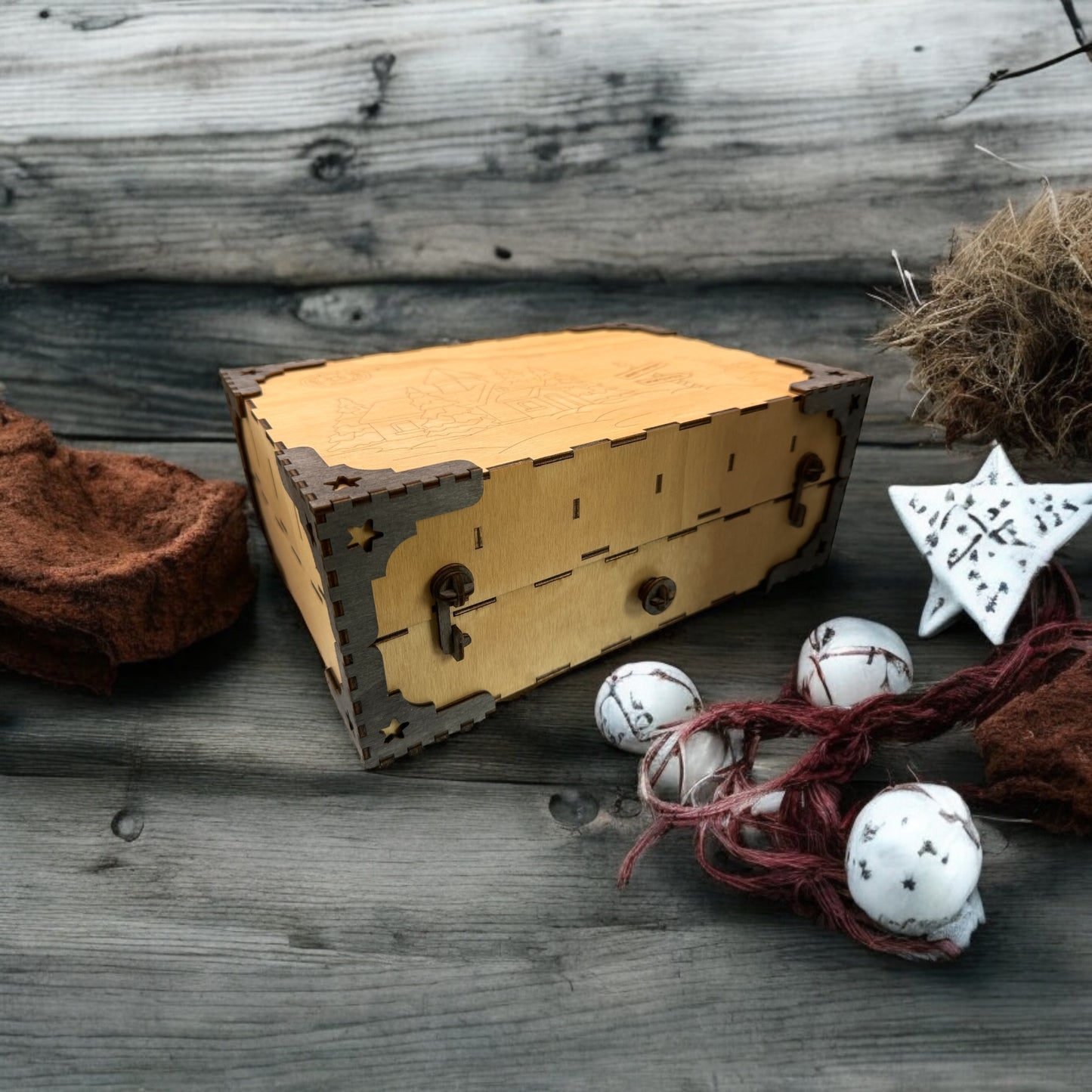 Wooden Christmas Advent Book